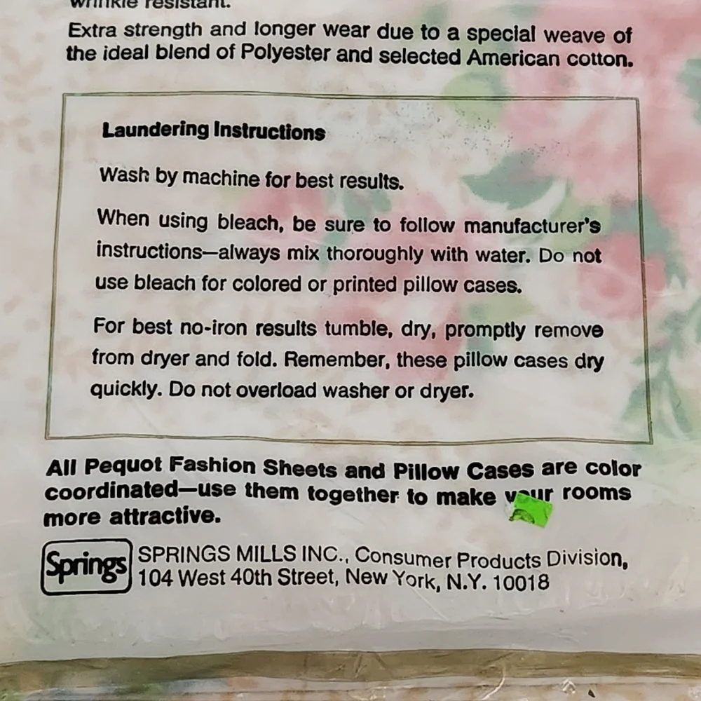 PEQUOT Vintage Pillowcases Standard 20x26 Floral Cottagecore Old New Deadstock